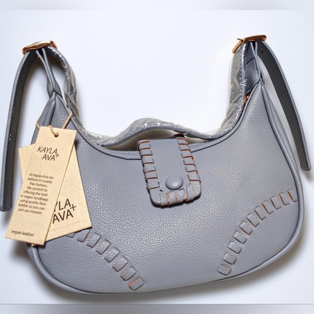 Nwt Kayla + Ava Stitch Winter Baby Blue Vegan small Hobo Shoulder bag